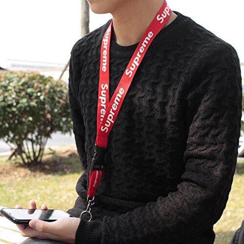 Dây đeo thẻ Lanyard Keychain Supreme Sup Dây đeo thể thao Cao Cấp màu đen đỏ Dây đeo thẻ học sinh sinh viên nhân viên Văn Phòng Đa năng móc chìa khóa Thẻ xe buýt Phụ kiện thời trang đẹp phong cách