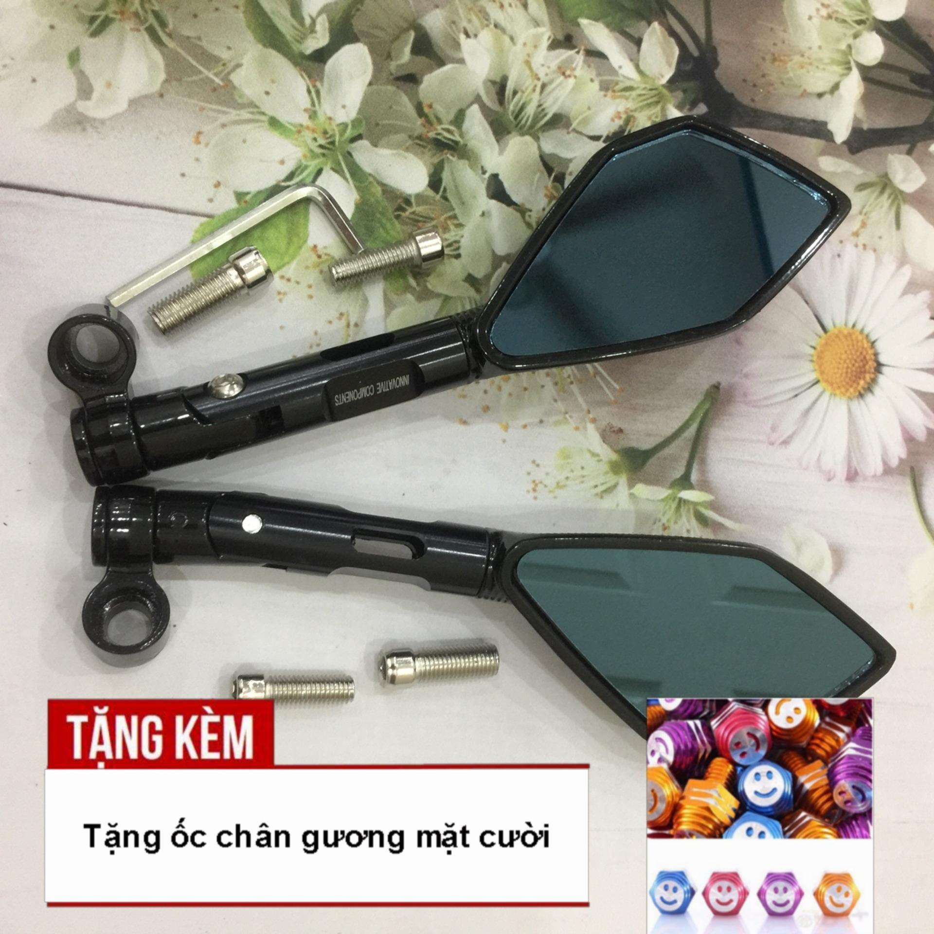 [TẶNG KÈM ỐC CHÂN GƯƠNG] Trọn bộ gương 5 cạnh RIZOMA độ xe máy siêu chất G66-3 (màu đen)