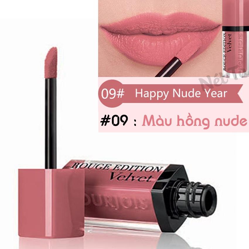 Son kem lì Bourjois Rouge Edition Velvet 7.7ml màu 09 - Happy nude year - Màu hồng nude- Pháp