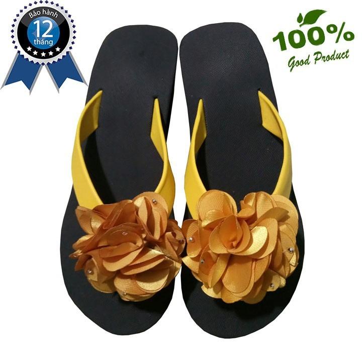 DÉP KẸP HOA MẪU ĐƠN VÀNG CAO 2CM TK SHOPPING HÀNG TỐT
