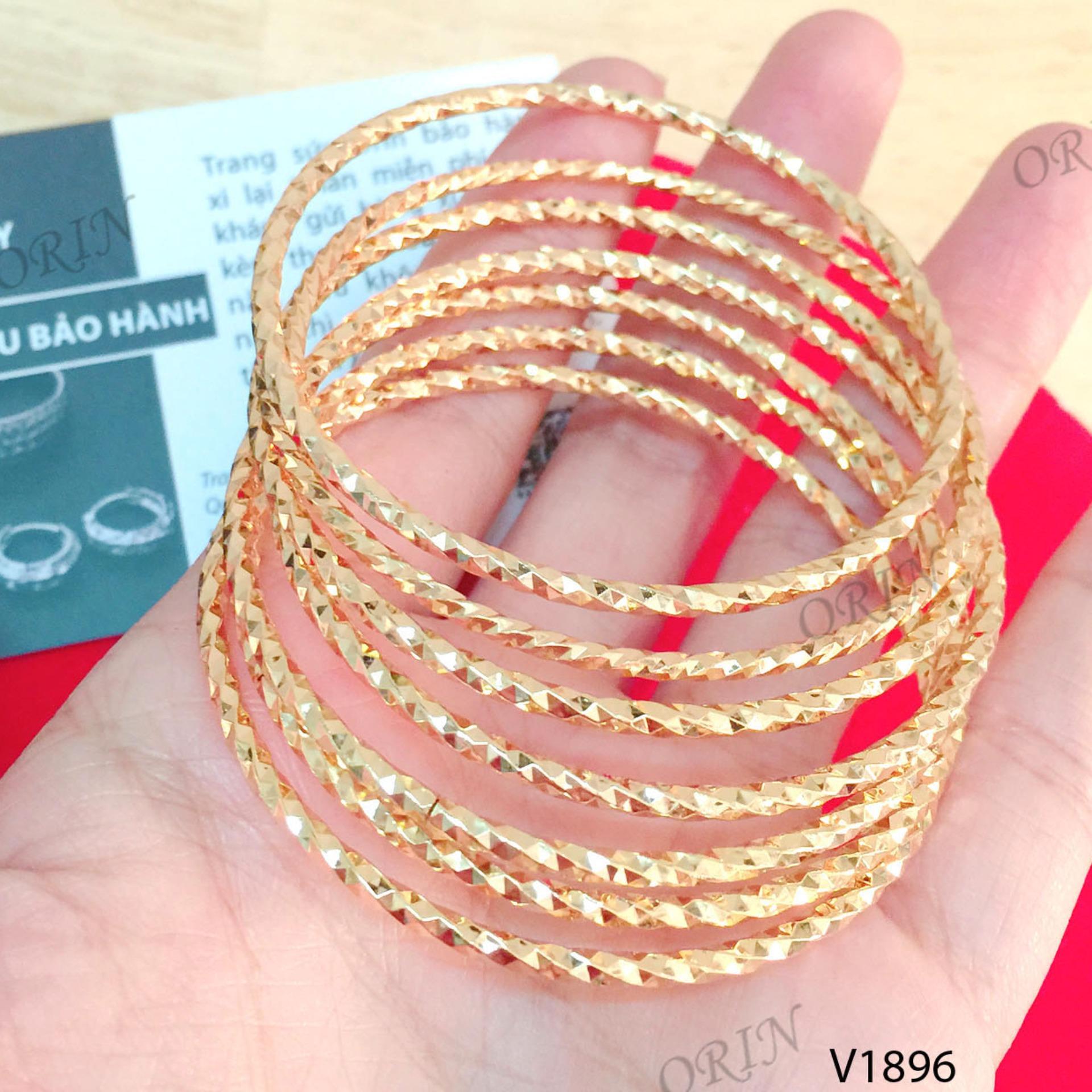 Vòng ximen bộ 7 chiếc nhuyễn khắc kim cương cao cấp Orin K11 A1 - Long Tien