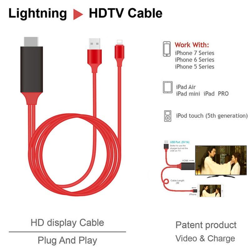 ( Bảo hành 6 tháng) Dây kết nối Cao cấp giữa Tivi (cổng HDMI) với Iphone, Ipad (cổng Lightning) - Nối mạng cho Tivi nhà bạn-mẫu mới 2018