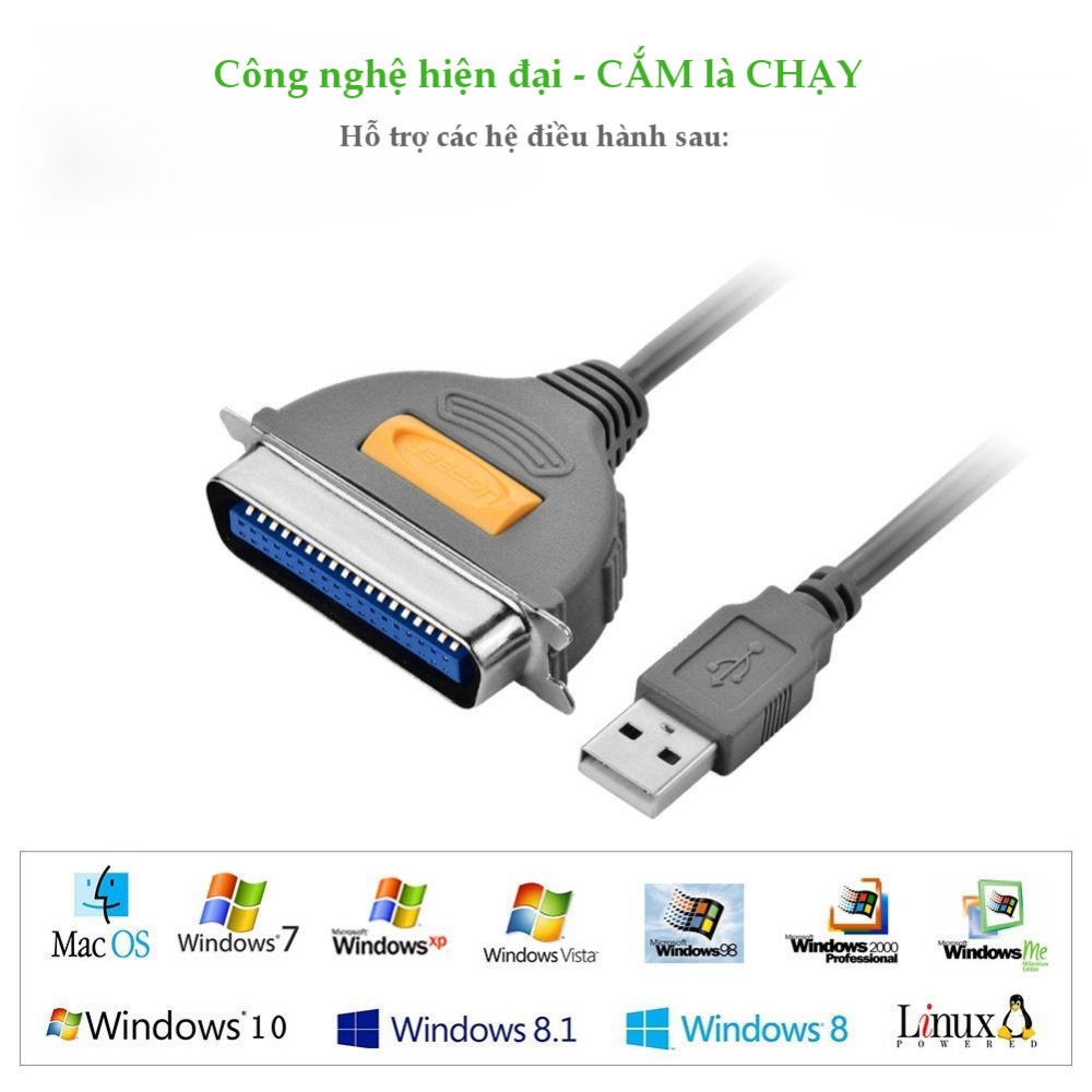 Dây máy in USB sang IEEE1284 Parallel 1m UGREEN CR124 30226 Dây máy in USB sang IEEE1284 Parallel 1m UGREEN CR124 30226