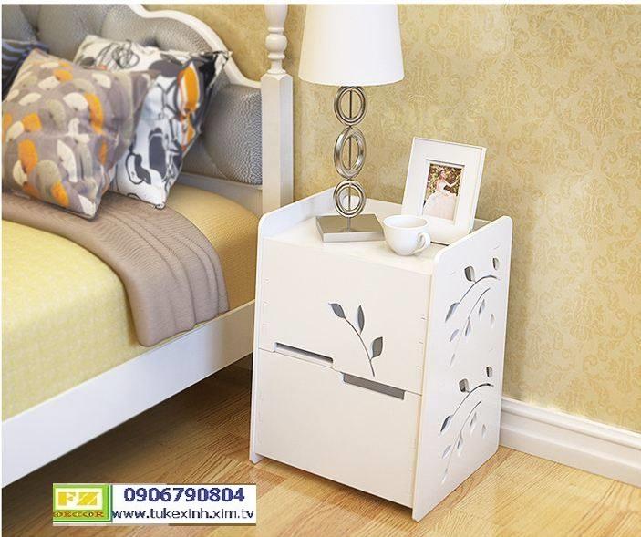 Kệ đầu giường 2 cửa trên và dưới Thiết kế chiếc lá