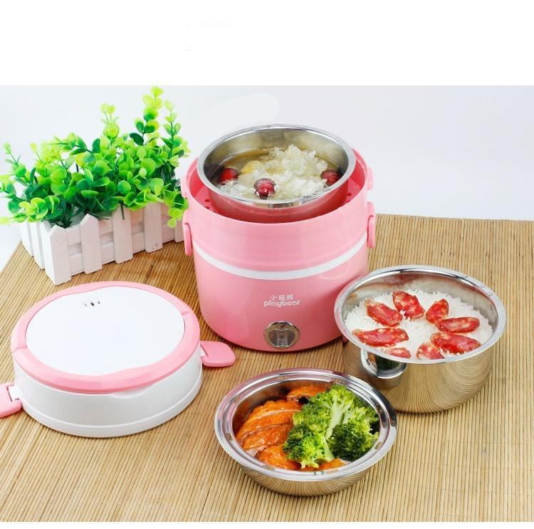 Nồi cơm mini ba tầng- Nồi cơm mini 1 người ăn- Hộp cơm ba tầng- Hộp cơm cắm điện