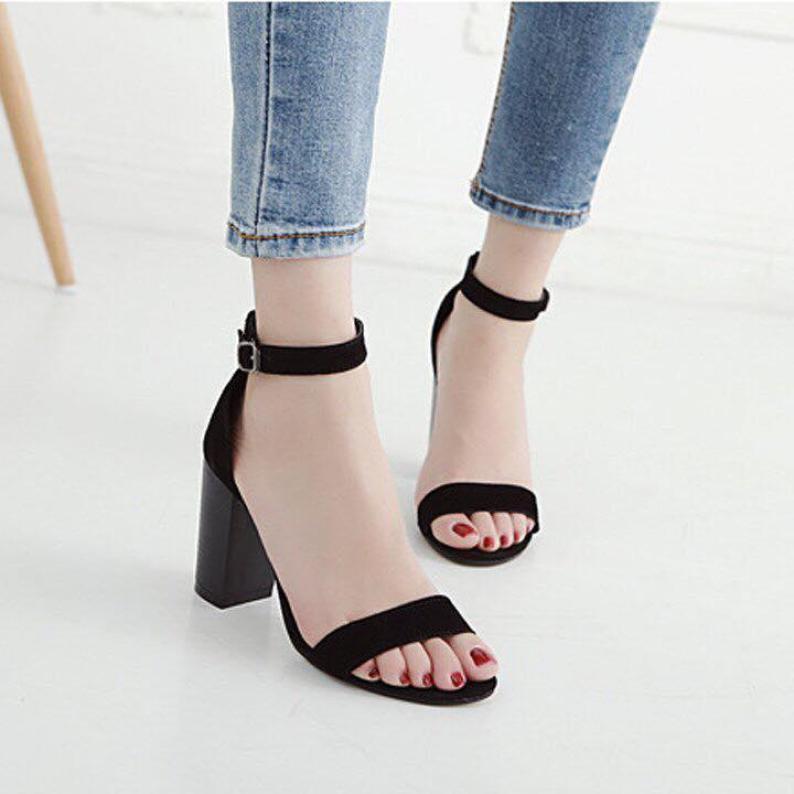 Giày cao gót LT 7 phân quai ngang đen (ảnh) giá rẻ