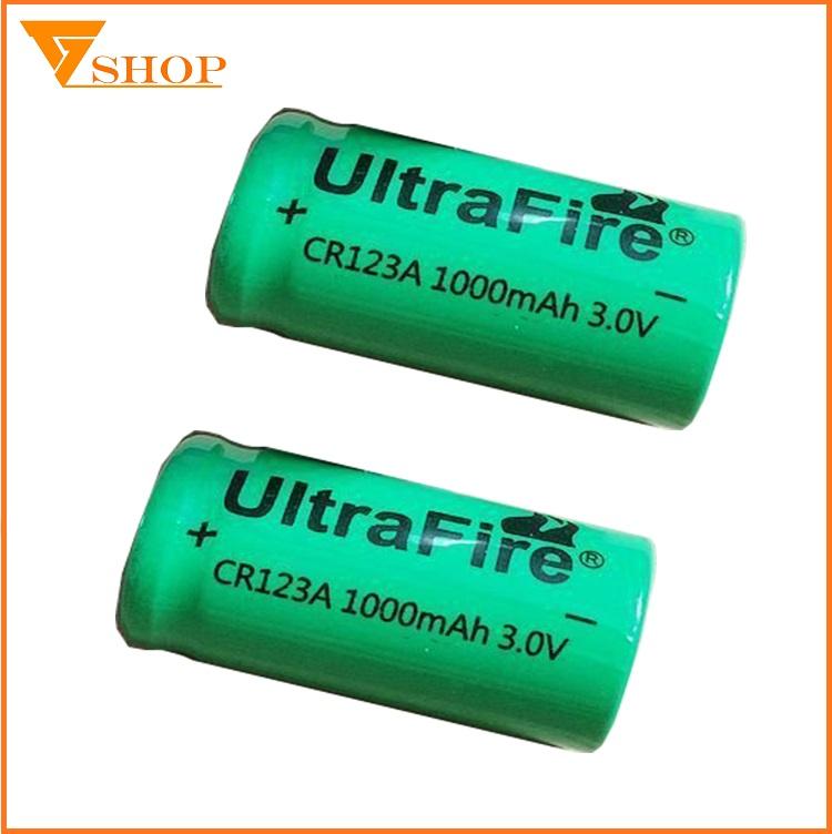 Combo 2 viên pin sạc cr123a ultra fire 3v, pin sạc cr123a máy ảnh