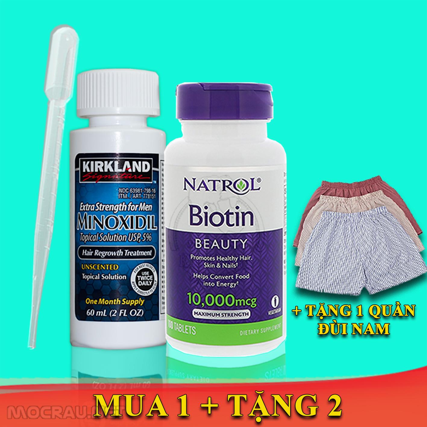 [HCM]ComboThuốc Mọc Râu Tóc Minoxidil -Biotin kèm 02 Ống Bơm - tặng áo Thun hoặc quần Đùi Nam cao cấp