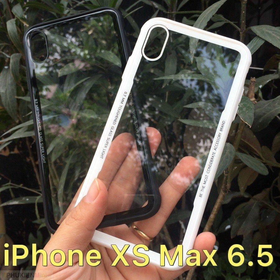 Ốp lưng Cafele nắp kính cường lực trong suốt không ố viền màu dẻo chống sốc cho iPhone XS Max 6.5