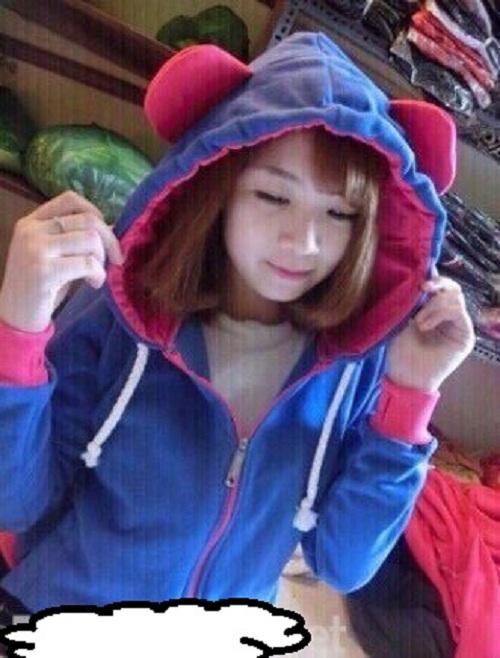 Áo khoác nữ hoodie TAI GẤU dễ thương, có nón có khóa thích hợp làm áo khoác chống nắng nữ khi đi dưới trời nắng