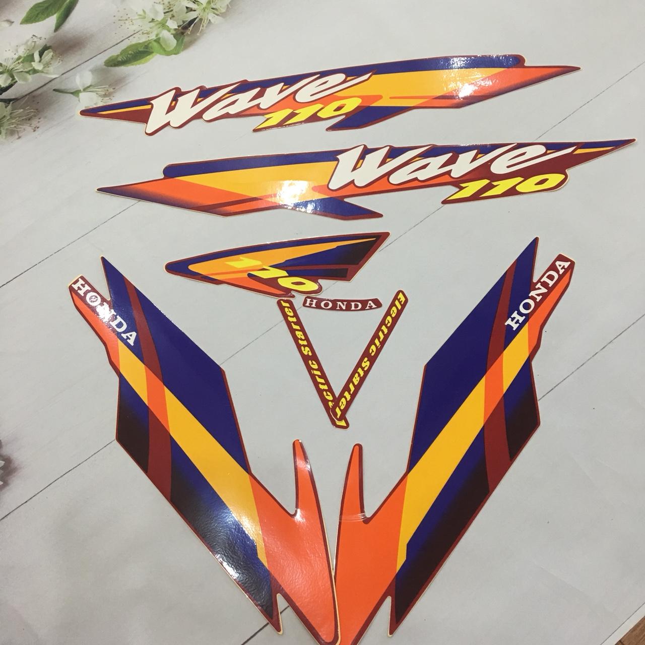 [HOT ]  Bộ tem xe wave thái - Decal xe wave alpha- Wave 110  hàng siêu bền đẹp [MÀU CAM XANH  ]B39-decal