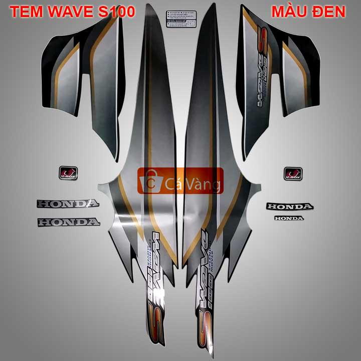 Tem xe máy wave s100 loại zin tem xịn - màu đen