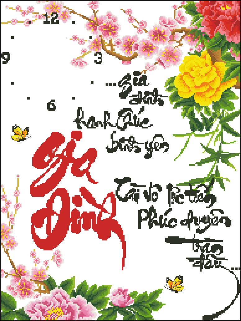 Tranh thêu chữ thập dh gia dinh 3
