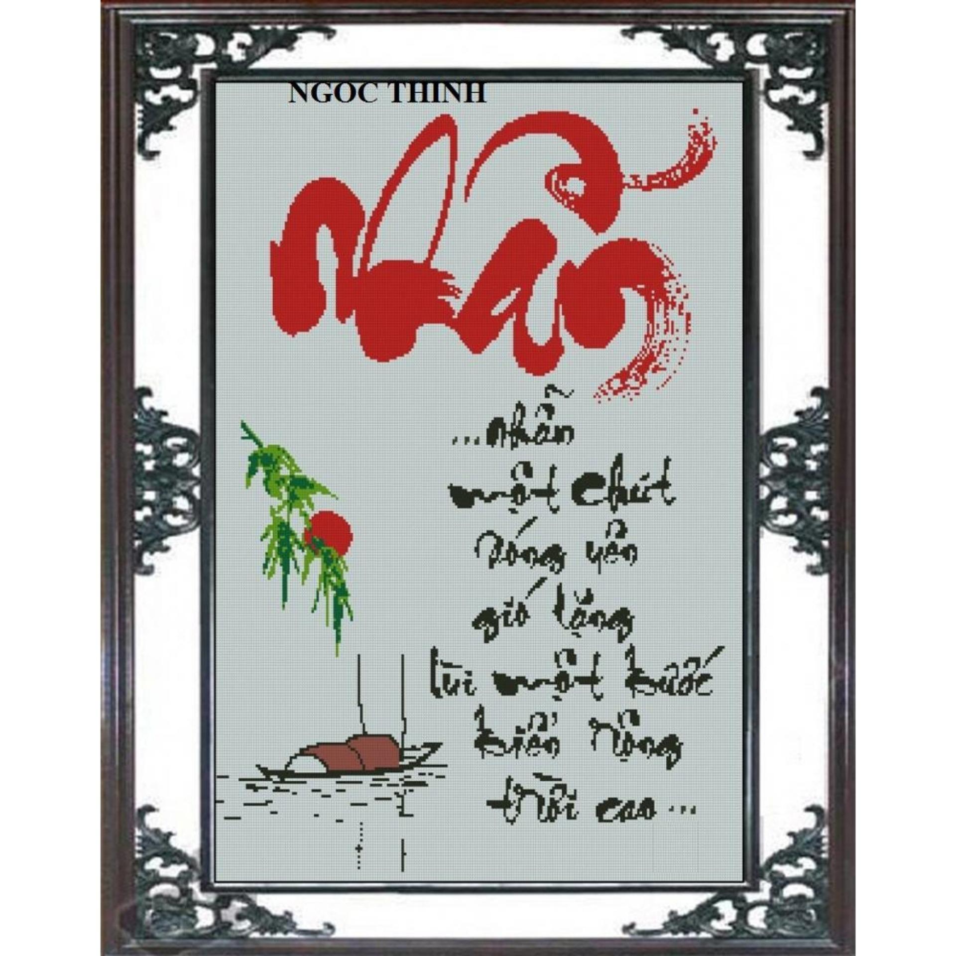 Tranh đính đá Cao cấp chữ Nhẫn-Kíchthước: 50x50Cm