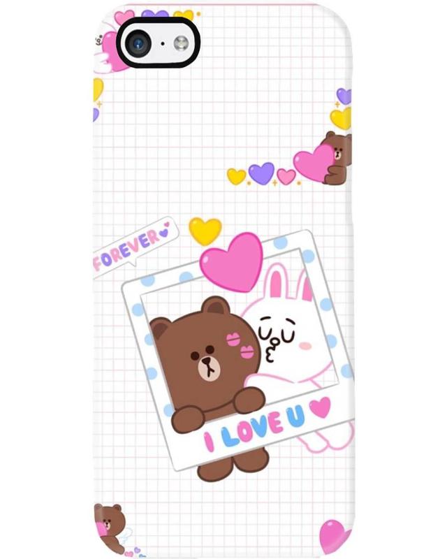 Ốp lưng Iphone 5, 5S, 5C in hình gấu thỏ yêu nhau ngộ nghĩnh đáng yêu dễ thương C08