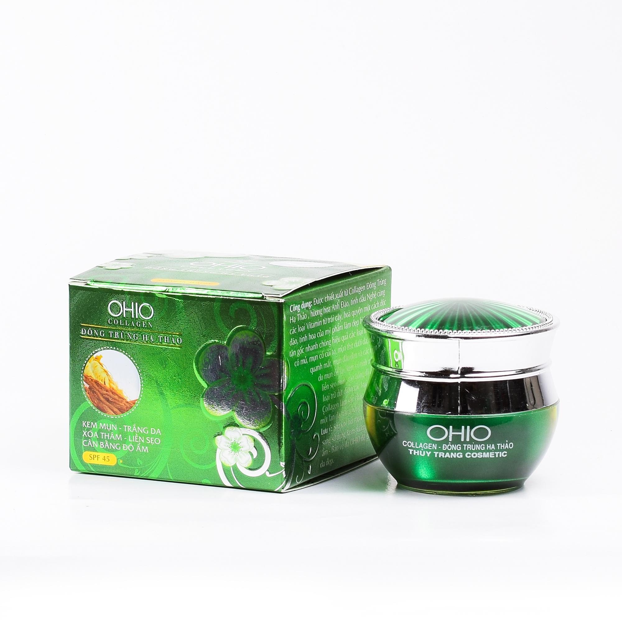 Kem Mụn, Trắng da, Xóa thâm, Liền sẹo, Cân bằng độ ẩm OHIO Collegen - Đông Trùng Hạ Thảo 20g - Thanh Loan