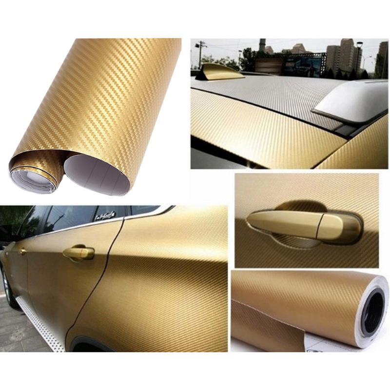 Tấm Decal Cacbon 4D dùng để dán trang trí oto,xe máy (Màu Vàng khổ 30cm x 125cm)