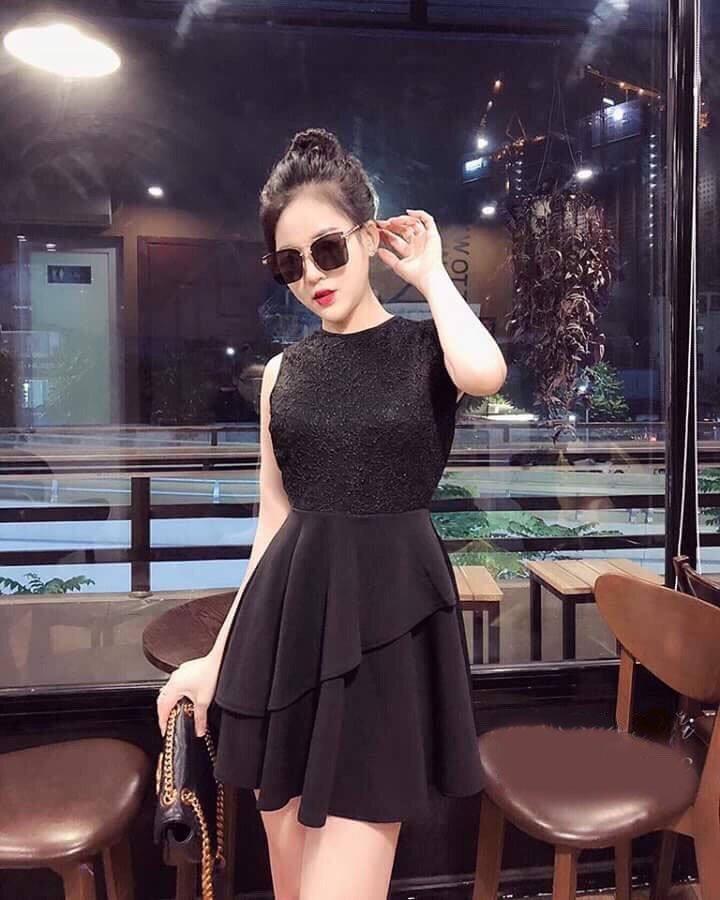Đầm xòe phối ren nữ tính ms64
