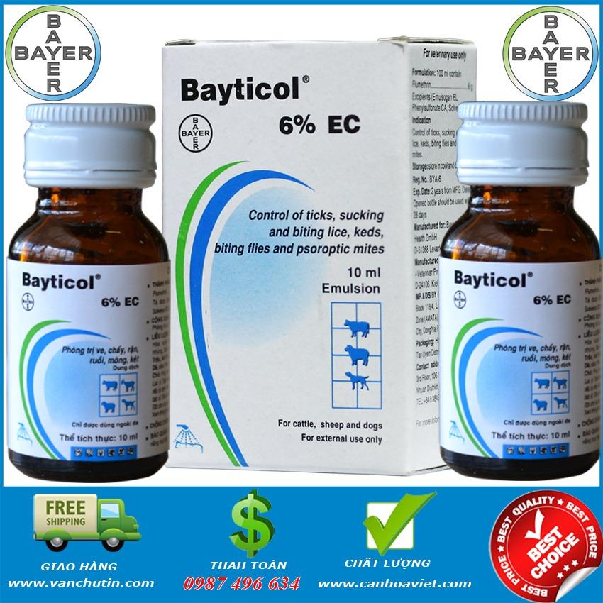 Loại tắm trị ve, ghẻ, chấy, rận cho chó Bayticol - Germany 10ml