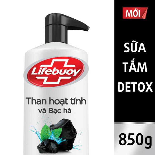 Sữa tắm Detox Lifebuoy - Than hoạt tính & Bạc hà 850g nhập khẩu