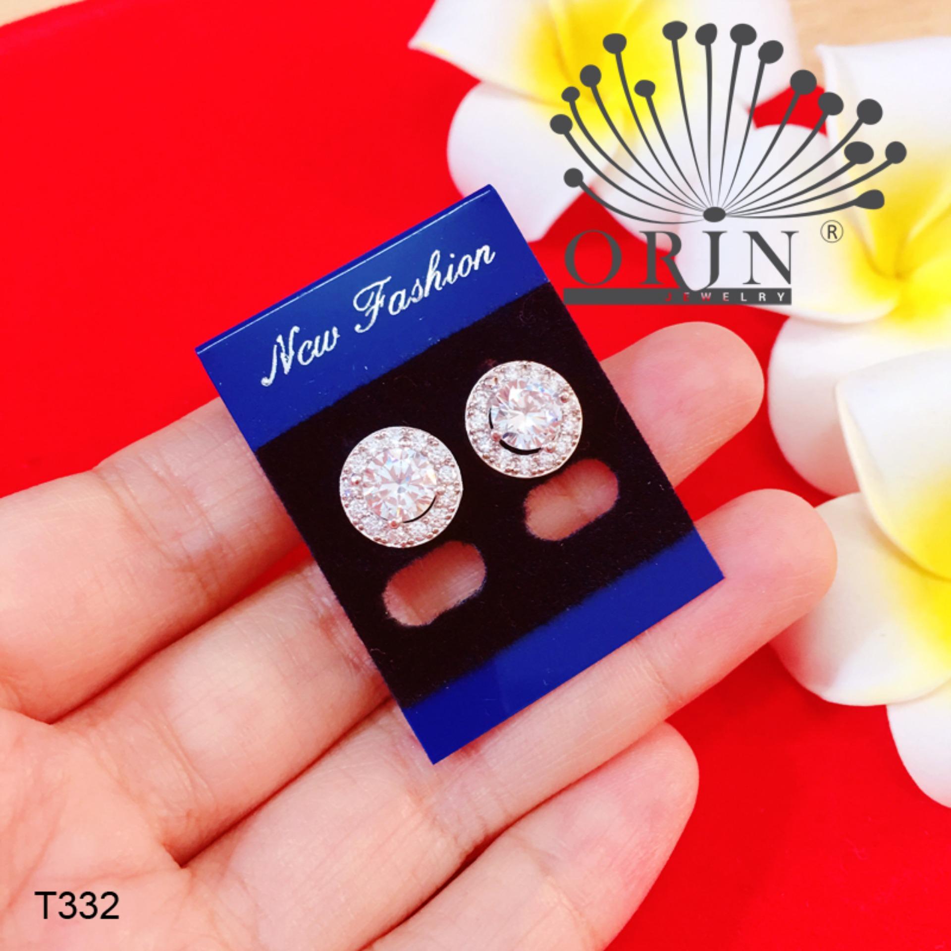 Bông tai hột đá viền đính đá bền màu thiết kế thời thượng Orin T332