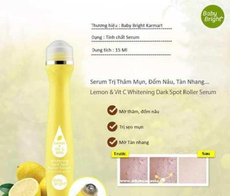 Cây lăn trị thâm mụn Baby Bright chiết xuất chanh 15ml