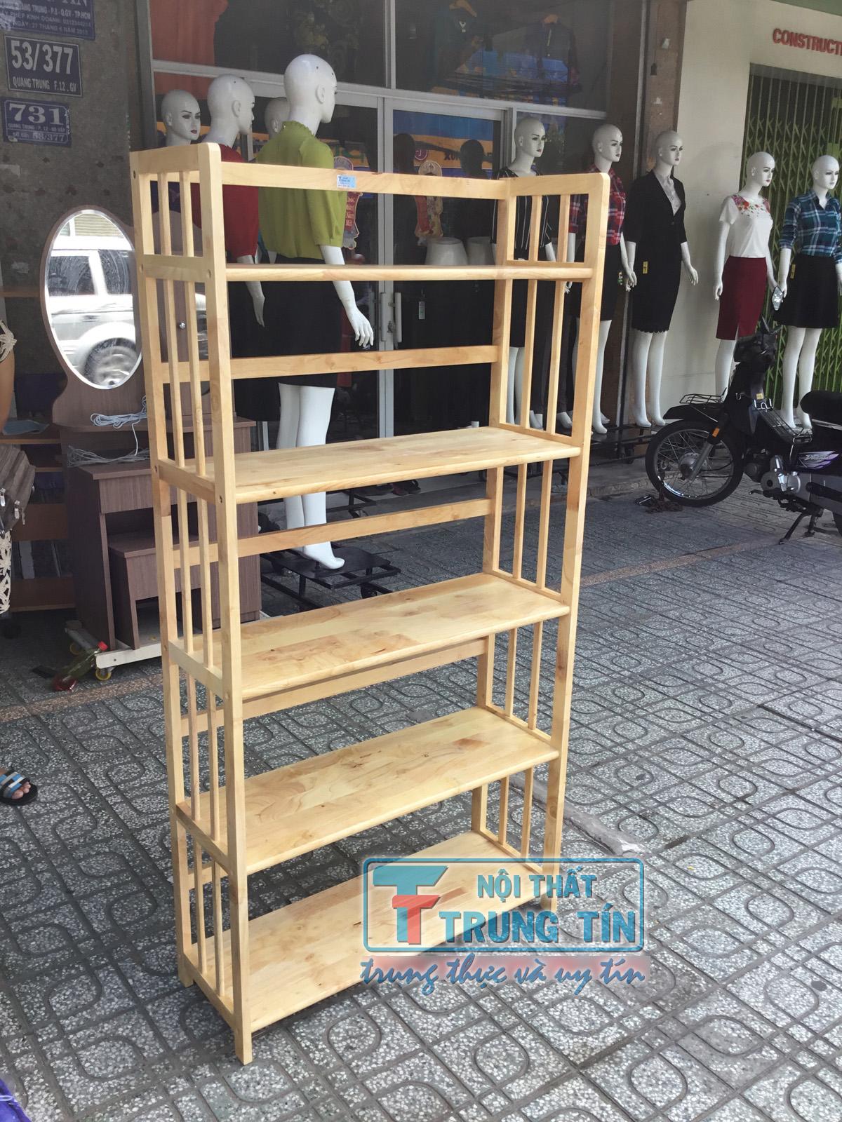 Kệ sách 5 tầng gỗ ngang 80 tự nhiên