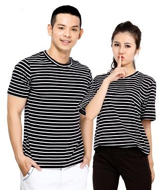 [HCM]Áo cặp - Áo thun nam nữ body kẻ ngang AK01 thoáng mát ( đen)