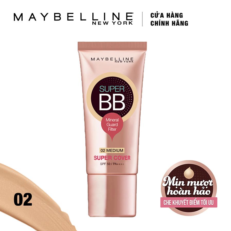 Kem trang điểm siêu mịn bảo vệ Maybelline New York BB Super cover SPF50/PA++++ 30ml (Tông trung bình)