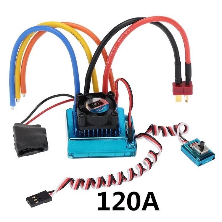 Bộ điều tốc ESC cho xe mô hình, cano 120A động cơ không chổi than có quạt làm mát