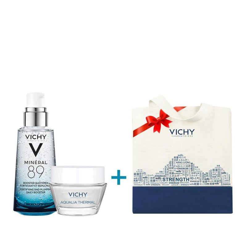 Dưỡng chất khoáng cô đặc Vichy Mineral 89 50ML tặng Aqualia gel 15ML và túi tote Vichy cao cấp
