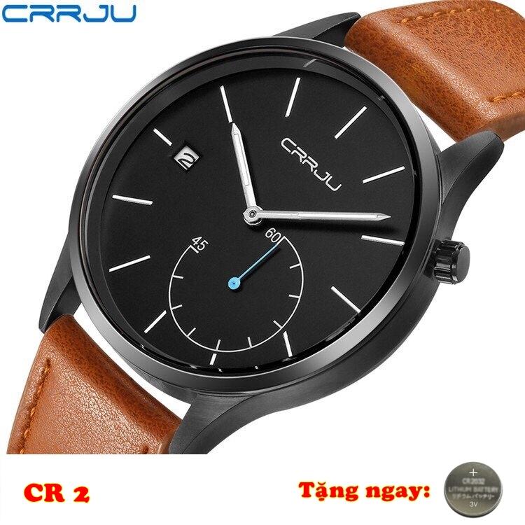 Đồng hồ nam crrju cr1-2 dây da kim giây xéo