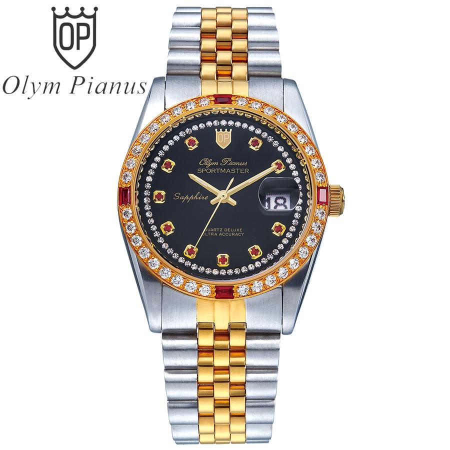 Đồng hồ nam mặt kính sapphire Olym Pianus OP89322DSK đen hạt đỏ