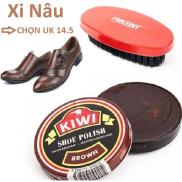 HCMHộp Xi Đánh Giày Kiwi + Bàn Chải  Xi nâu Xi Đen Xi không màu Aromax