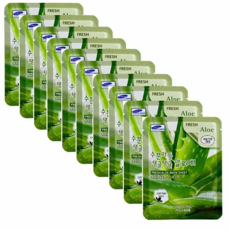 Bộ 10 gói Mặt nạ giấy dưỡng da Nha Dam 3W CLinic Aloe Fresh Mask Sheet 23ml x10 nhập khẩu