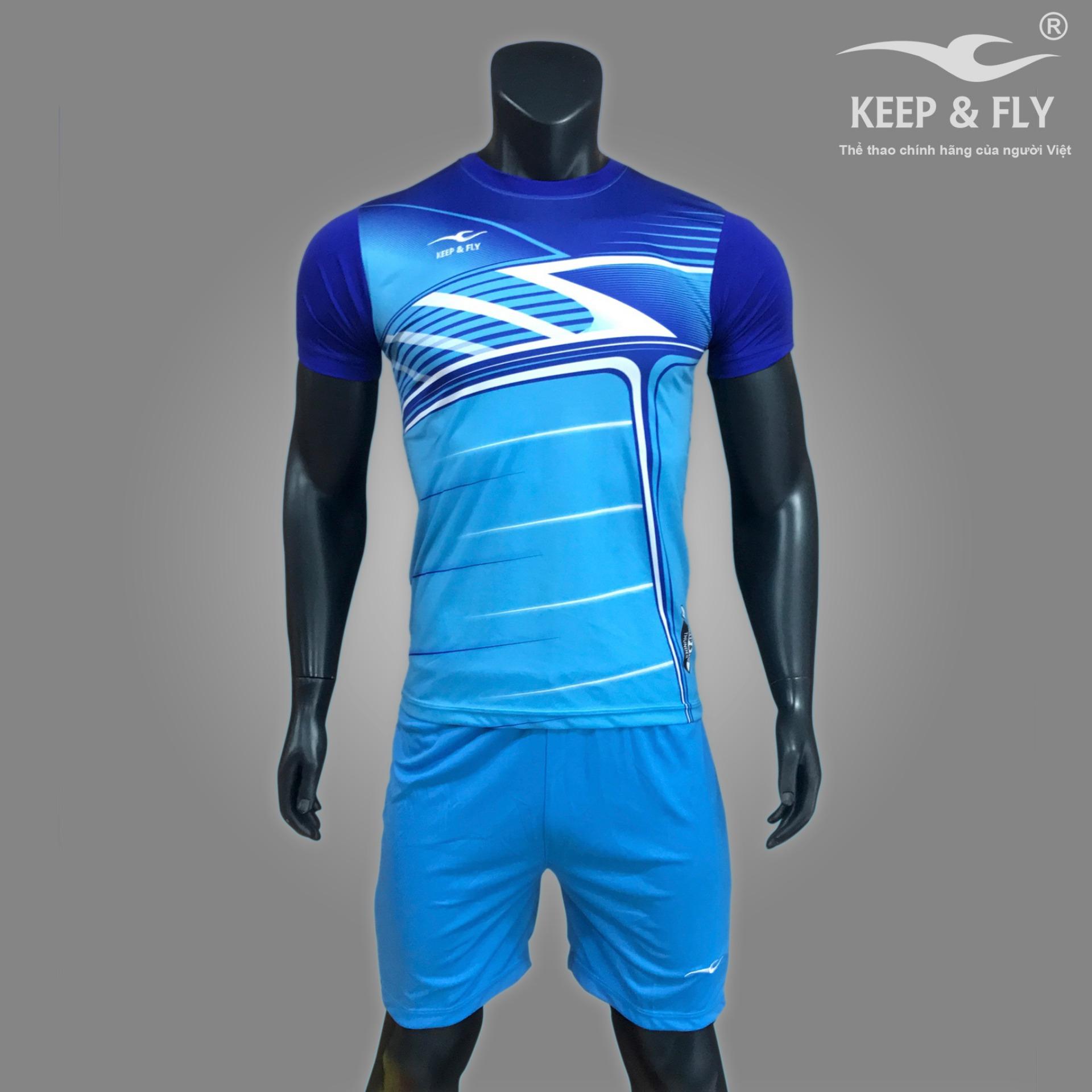 Bộ quần áo bóng đá cao cấp KEEP & FLY Thunder Xanh Ya