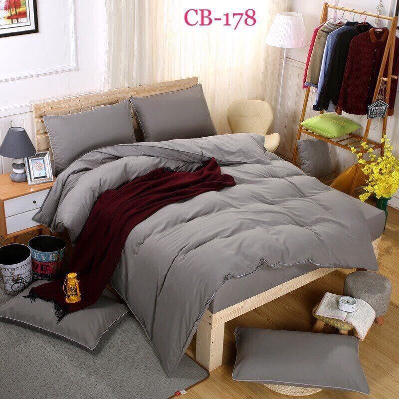 Bộ chăn ga gối hàn quốc màu xám 160x200