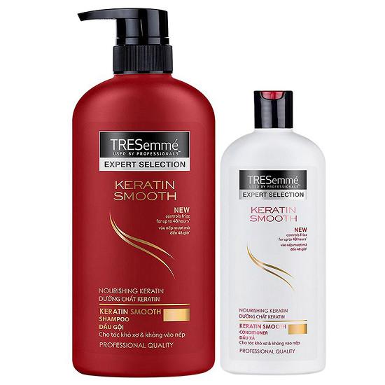 Combo Dầu Gội Tresemme Keratin Smooth 650g+ Dầu Xả Tresemme Keratin Smooth 70g đỏ