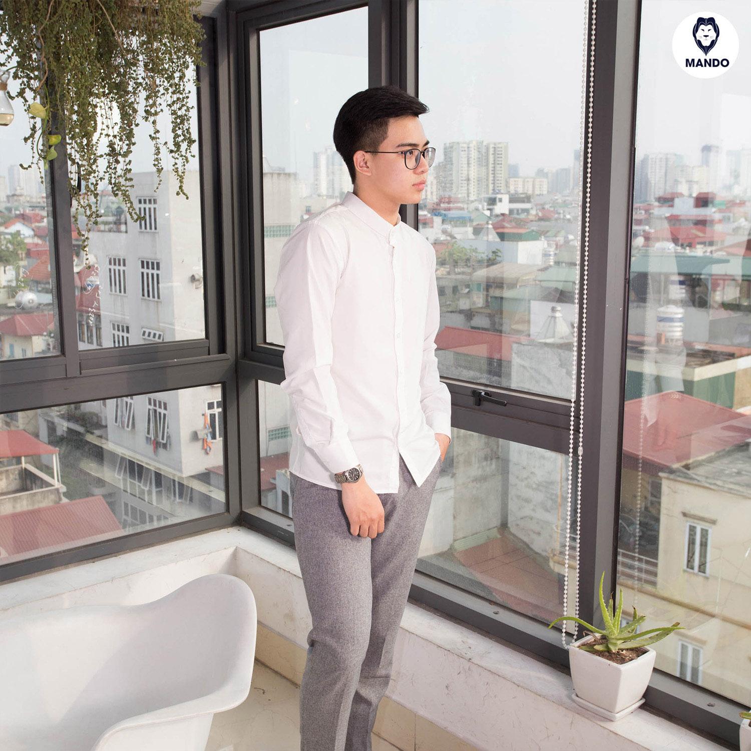 Áo sơ mi cổ tàu sơ mi nam nữ công sở thời trang vải lụa nến chống nhăn - ANT01