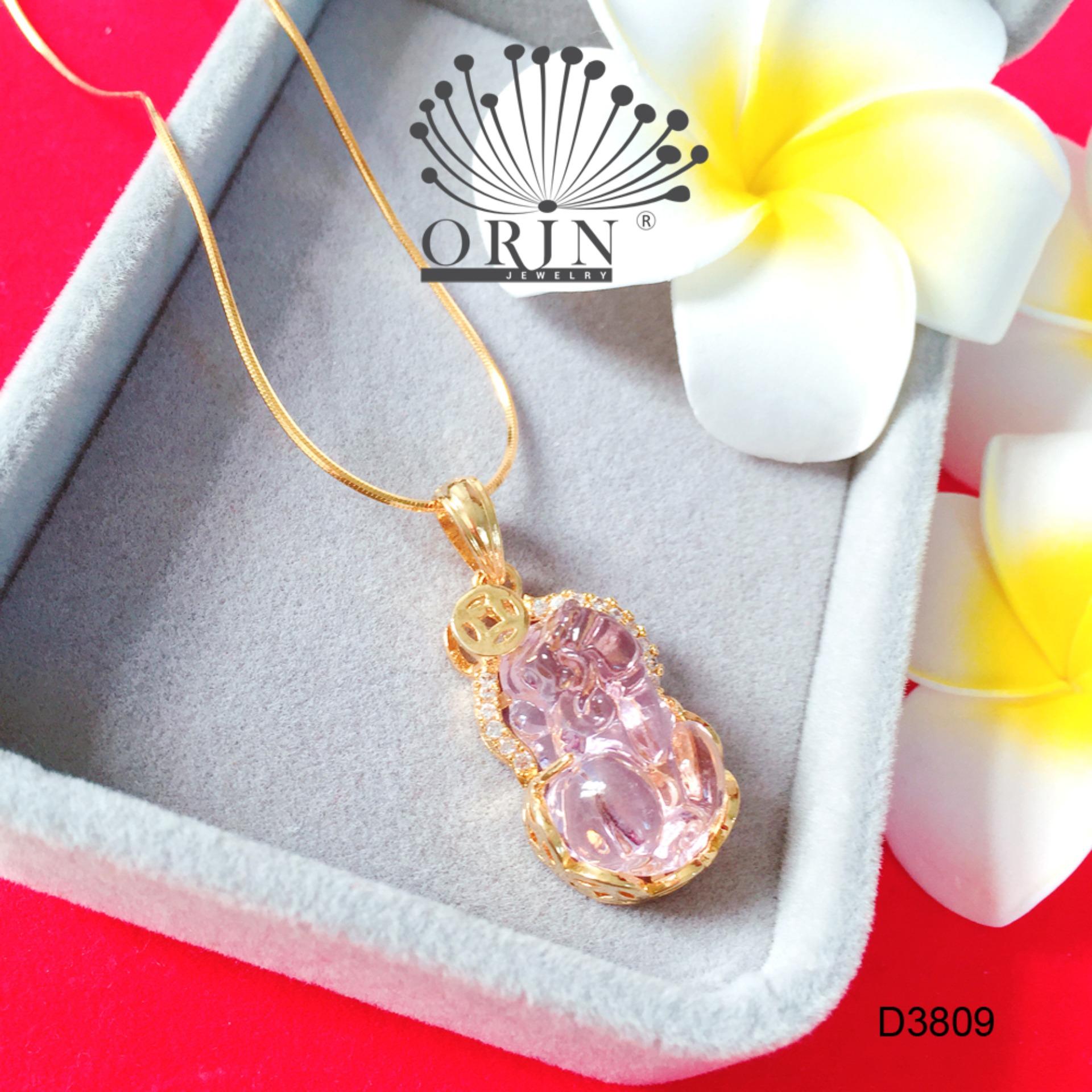 Dây chuyền tỳ hưu hồng tài lộc may mắn dây mì khóa tròn cao cấp Orin D3809 - Long Tien
