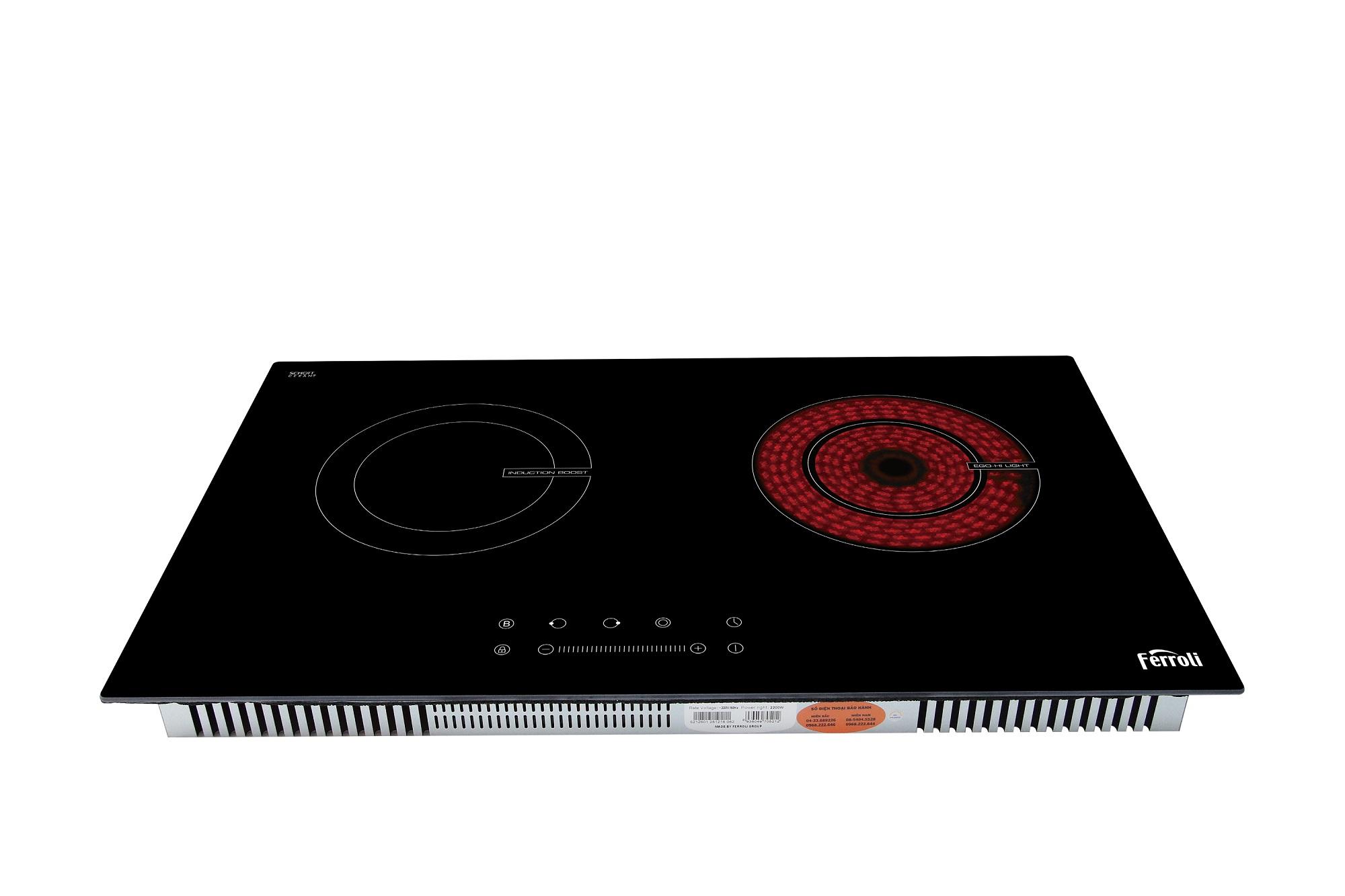 Bếp đôi từ và hồng ngoại ferroli ic4200bs