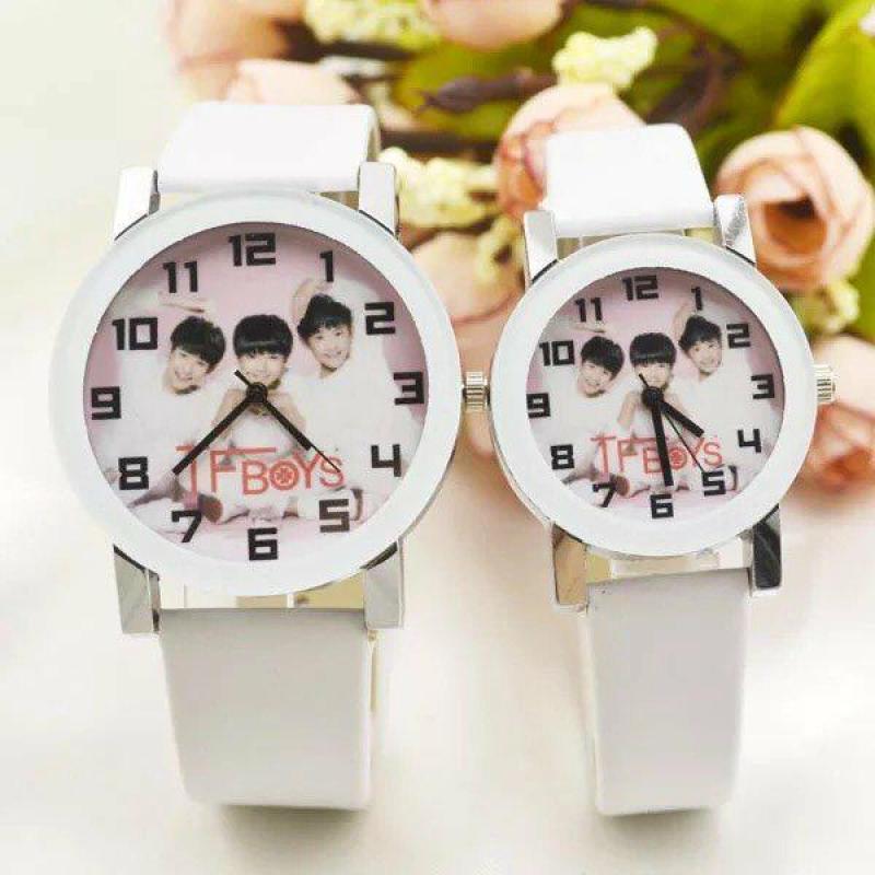 Đồng hồ cặp dây da TimeZone TF Boy Korea NewFashion 2018 (Dây Trắng, Mặt Trắng) bán chạy