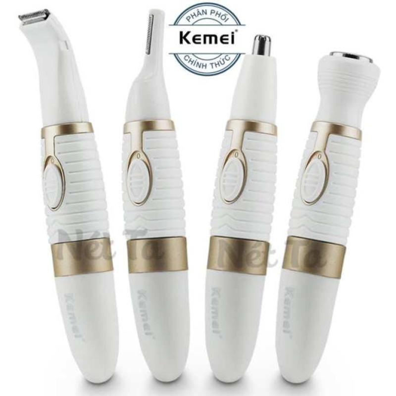 Máy tỉa lông mũi, râu, lông mày đa năng 4in1 dùng pin Kemei KM-PG500