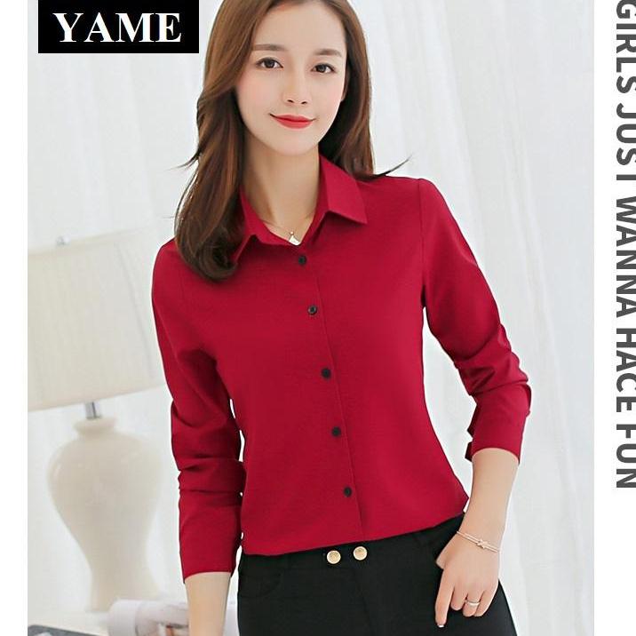 Áo Sơ Mi Nữ Cao Cấp YAME TH366DR - Màu Đỏ Đô