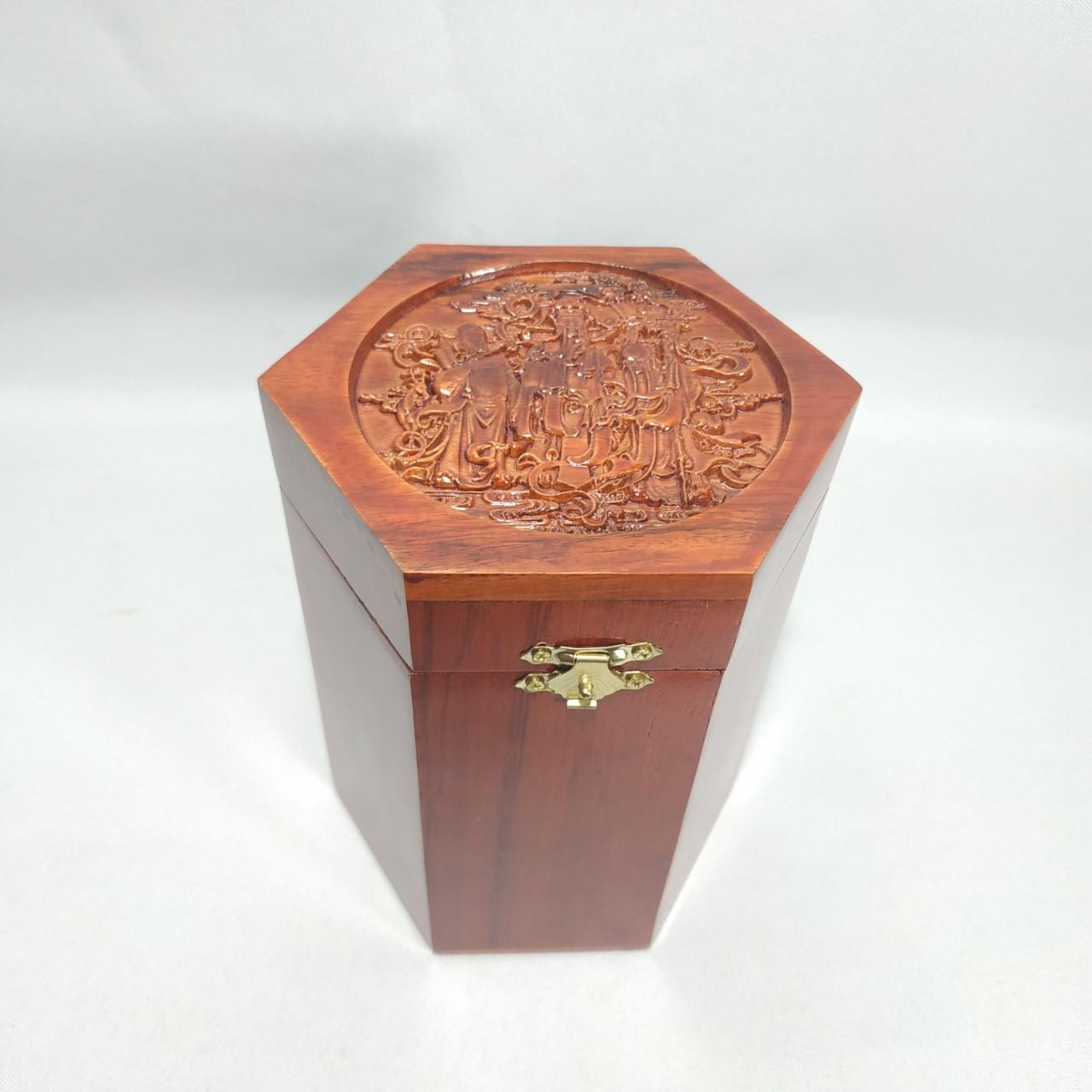 HỘP ĐỰNG TRÀ GỖ HƯƠNG 3 ÔNG TAM ĐA PHONG THỦY - LOẠI CAO TO