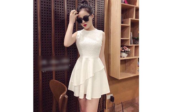 Đầm ren váy tầng xéo q-d0kn3