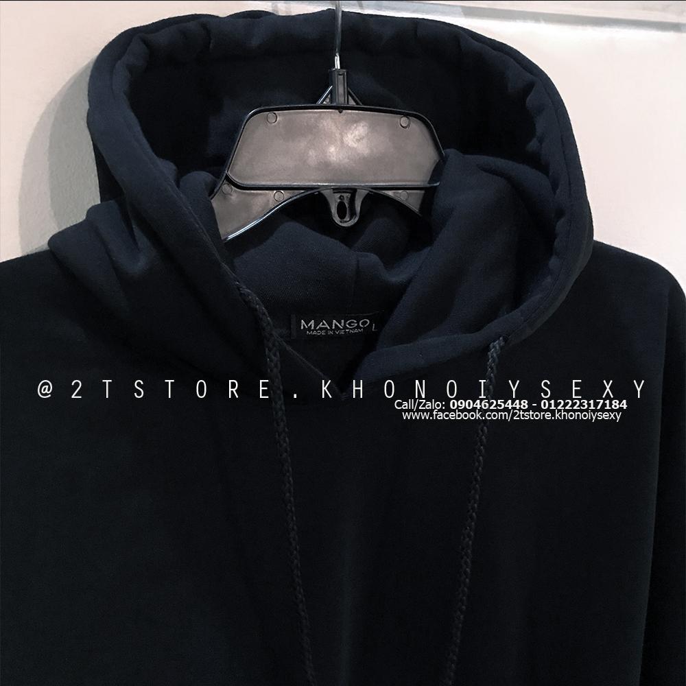 2T STORE ÁO KHOÁC HOODIE NỈ CÓ NÓN TRƠN MÀU ĐEN 2TAKN08001-25.jpg