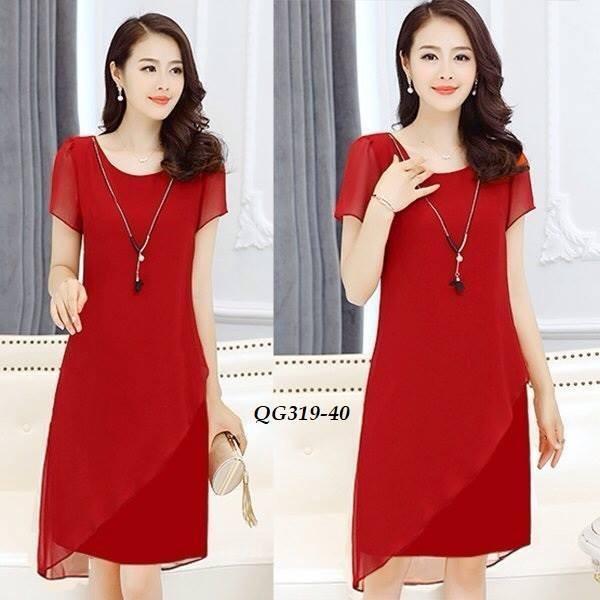 Đầm voan trung niên 2 lớp - size s-6xl