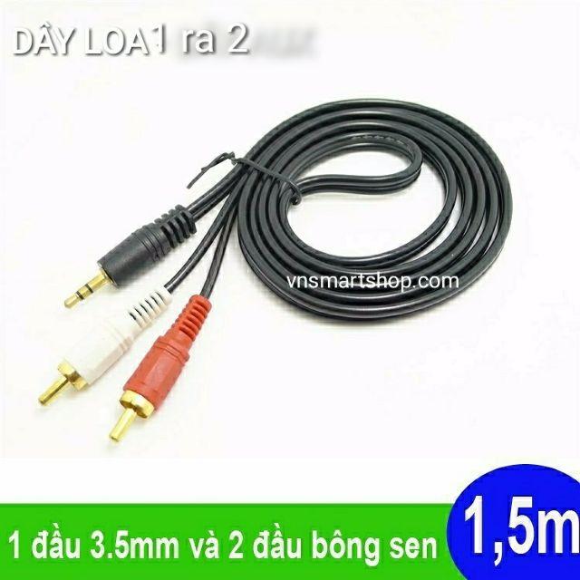 Dây loa vi tính , Dây loa 1 ra 2 loại tốt chất lượng cao. Phụ kiện âm thanh dây loa 3.5mm ra 2 đầu bông sen