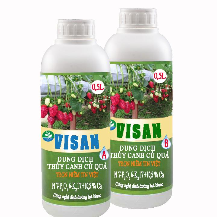 Phân bón dung dịch thủy canh ăn quả| 2 chai 0,5 lít 1200 PPM